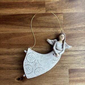 Hanging In Loving Memory Angel Figure Brown Hair Decor Gift